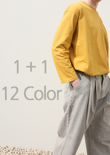 [1+1] 데일리 오버핏 긴팔 티셔츠 (12 Color)